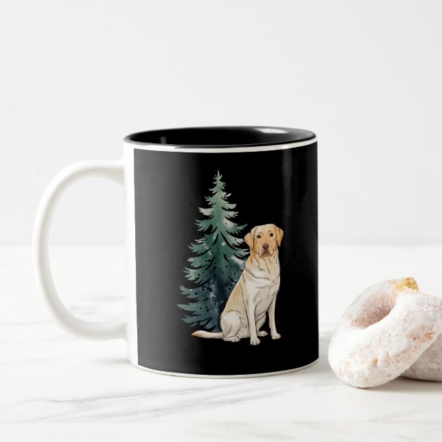 Caneca De Café Em Dois Tons Cachorro de Natal Cachorro Sobrado Xmas (Com Donut)