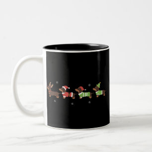 Caneca De Café Em Dois Tons Cachorro de Natal Dachshund Amante de Cães de Féri