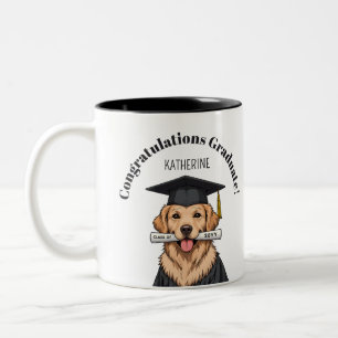 Caneca De Café Em Dois Tons Cachorro do Retriever do Ouro de Graduação Persona