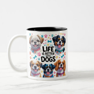 Caneca De Café Em Dois Tons Cachorro Engraçado Sobe Design Pets Mug Wrap