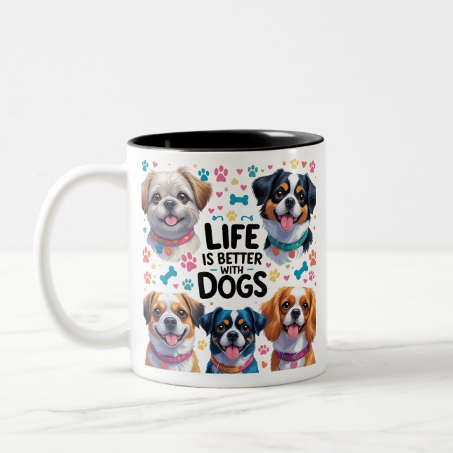 Caneca De Café Em Dois Tons Cachorro Engraçado Sobe Design Pets Mug Wrap (Esquerda)
