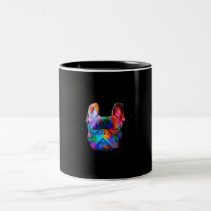Caneca De Café Em Dois Tons Cachorro Geométrico Pop Art Buldog Francês
