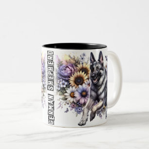 Caneca De Café Em Dois Tons Cachorro German shepherd