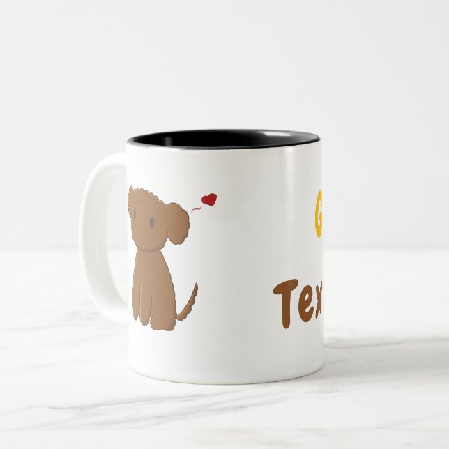 Caneca De Café Em Dois Tons Cachorro Golden Doodle Personalizado (Frente Esquerda)