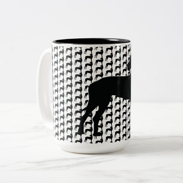 Caneca De Café Em Dois Tons Cachorro Grande, Pano Negro (Frente Esquerda)