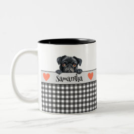 Caneca De Café Em Dois Tons Cachorro Mãe Aquarela Pug Café Personalizado De Do