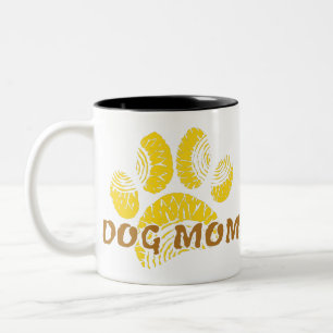 Caneca De Café Em Dois Tons Cachorro Mãe Pata Desenho De Girassol