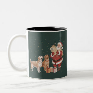 Caneca De Café Em Dois Tons Cachorro Mãe Retriever Dourado Vintage Natal Papai