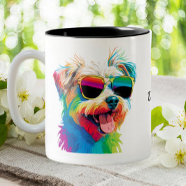 Caneca De Café Em Dois Tons Cachorro Maltês Colorido Mãe Personalizada