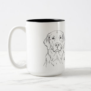 Caneca De Café Em Dois Tons Cachorro Moderno Golden Retriever Arte Minimalista