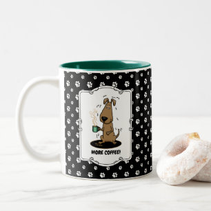 Caneca De Café Em Dois Tons Cachorro Nervoso Engraçado no Café
