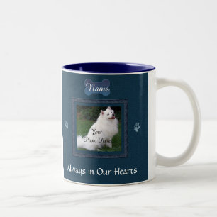 Caneca De Café Em Dois Tons Cachorro ou Cat Blue Memorial Keepsaokel