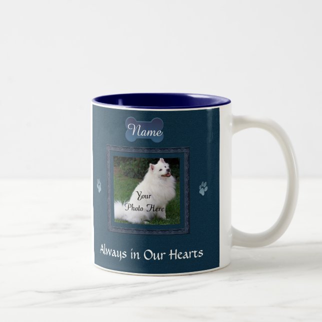 Caneca De Café Em Dois Tons Cachorro ou Cat Blue Memorial Keepsaokel (Direita)