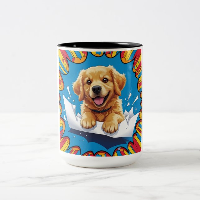 Caneca De Café Em Dois Tons Cachorro ouro (Centro)