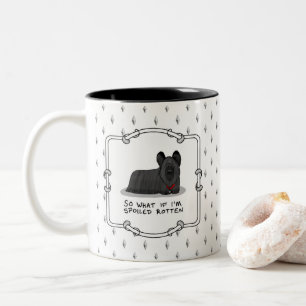 Caneca De Café Em Dois Tons Cachorro podre de Skye Terrier, borrado (preto) Cu