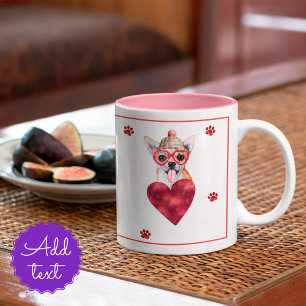 Caneca De Café Em Dois Tons Cachorro Presente Dia dos Namorados Chihuahua Hear