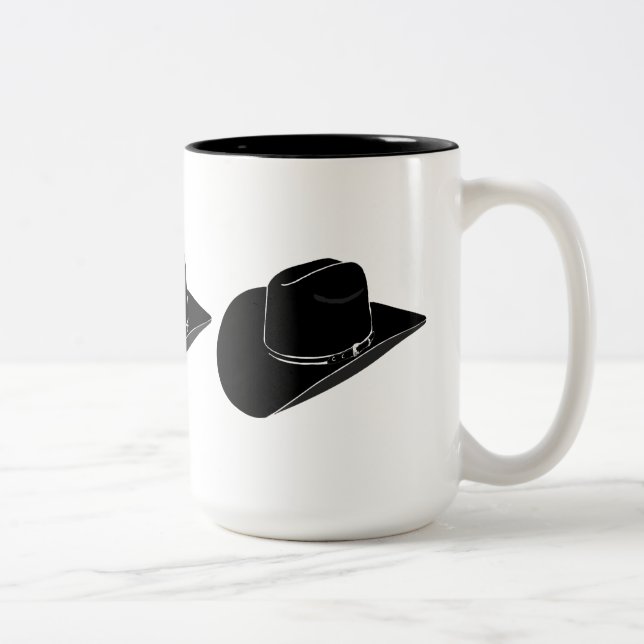 Caneca De Café Em Dois Tons Cachorro preto de chapéu de cowboy (Direita)