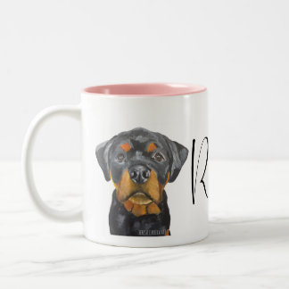 Caneca De Café Em Dois Tons Cachorro Roxy Rottweiler Personalizado