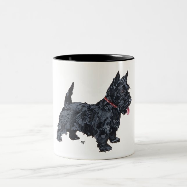 Caneca De Café Em Dois Tons Cachorro Scottie Espirituoso (Centro)