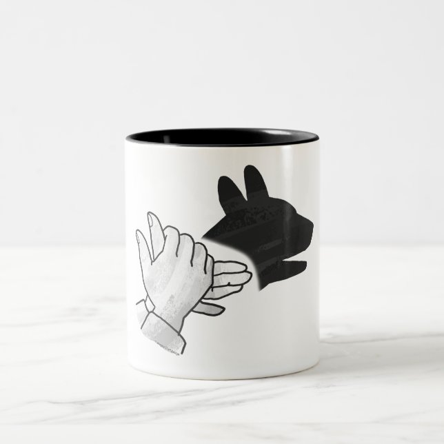 Caneca De Café Em Dois Tons Cachorro Silhouette Mão (Centro)