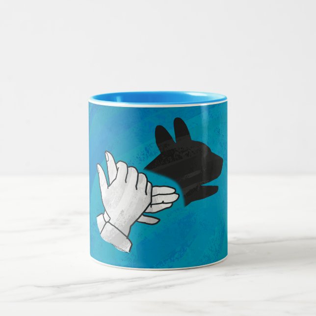 Caneca De Café Em Dois Tons Cachorro Sombra em Azul (Centro)