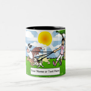 Caneca De Café Em Dois Tons Cachorro Walker, Cachorro Lover - Caricatura Femin