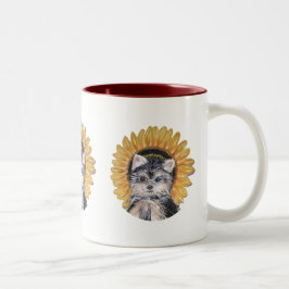 Caneca De Café Em Dois Tons Cachorro Yorkie Fofo