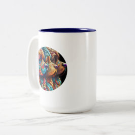 Caneca De Café Em Dois Tons Cachorros de Terra Nova para Cabeças de Casa e Via