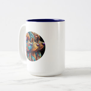 Caneca De Café Em Dois Tons Cachorros de Terra Nova para Cabeças de Casa e Via