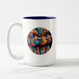 Caneca De Café Em Dois Tons Cachorros de Terra Nova para Cabeças de Casa e Via