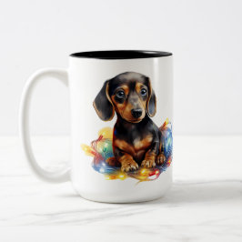 CANECA DE CAFÉ EM DOIS TONS CACHSHUND BACHSHUND DOPPY DOG