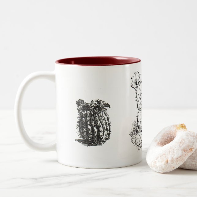 Caneca De Café Em Dois Tons Cacto (Com Donut)