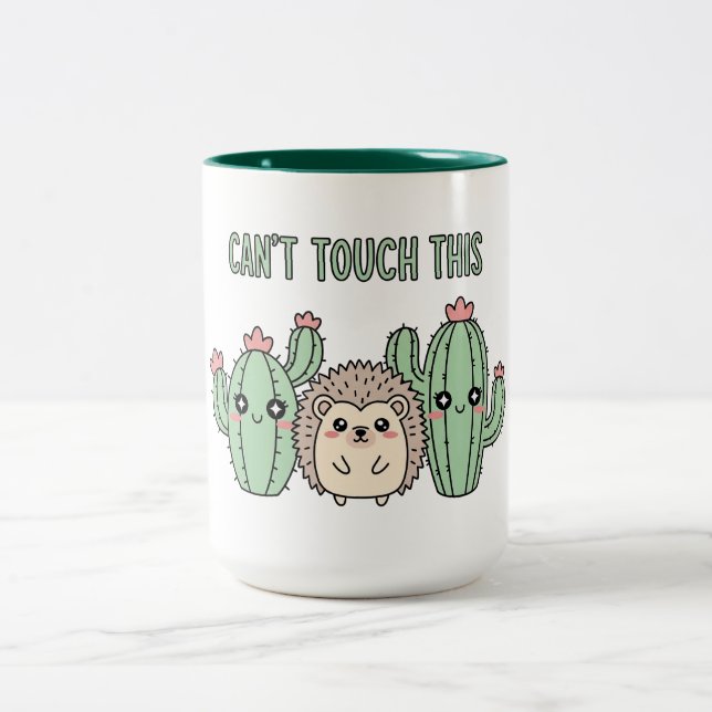 Caneca De Café Em Dois Tons Cacto Engraçado e Ouriço (Centro)