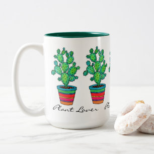 Caneca De Café Em Dois Tons Cacto lindo da aguarela no pote bonito