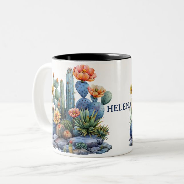 Caneca De Café Em Dois Tons Cactos e suculentos sangrentos (Frente Esquerda)