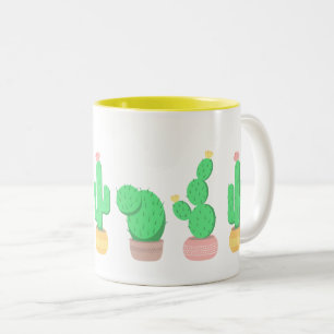 Caneca De Café Em Dois Tons Cactos Potted - plantas do cacto