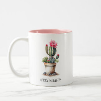 Caneca De Café Em Dois Tons Cactus Lover Permaneça Nítida Aquarela Elegante