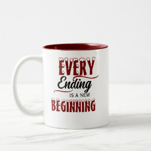 Caneca De Café Em Dois Tons Cada Final É Um Novo Começo/Mug Personalizado