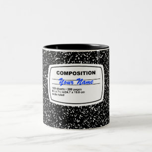 Caneca De Café Em Dois Tons Caderno da composição customizável
