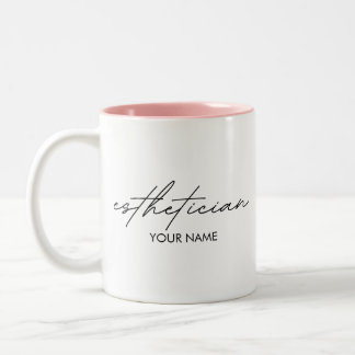 Caneca De Café Em Dois Tons Caderno de Esteticista - Presente Personalizado