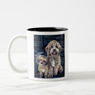 Caneca De Café Em Dois Tons Cães Cavapoo Engraçados Adoráveis