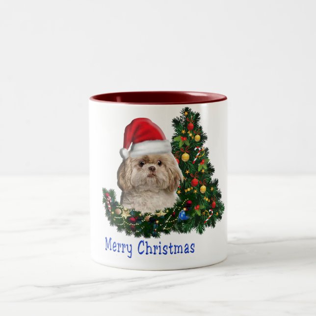Caneca De Café Em Dois Tons Cães Feliz Natal (Centro)