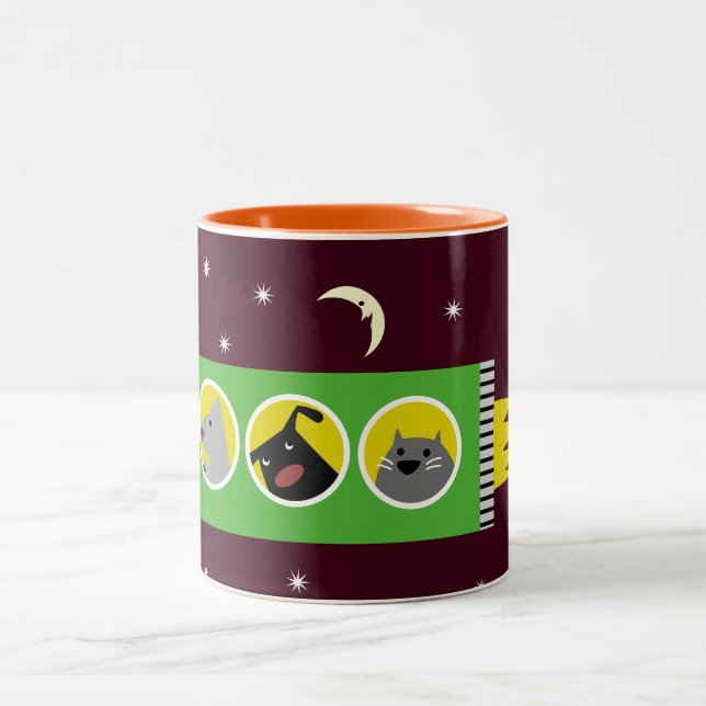 Caneca De Café Em Dois Tons Cães & gato no espaço (Centro)