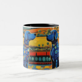 Caneca De Café Em Dois Tons Cães Malhados Azuis