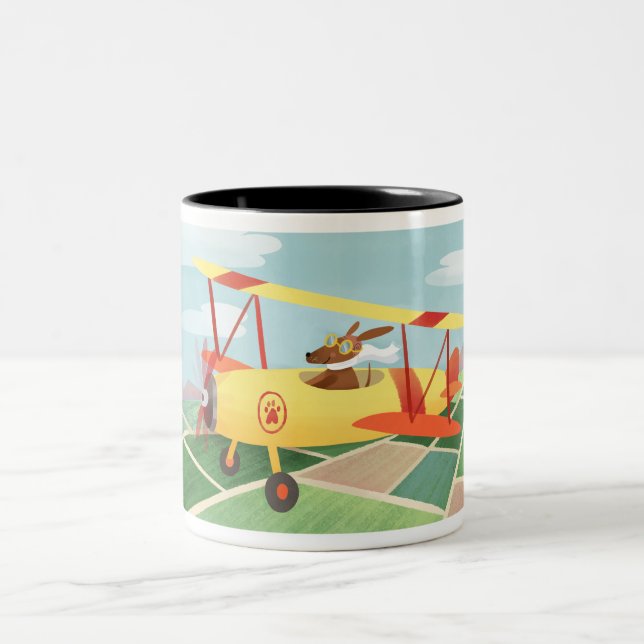 Caneca De Café Em Dois Tons Cães-piloto de avião (Centro)