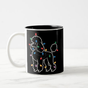 Caneca De Café Em Dois Tons Cães Poodle Árvore Natal Pet Animal Cão