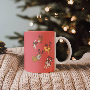 Caneca De Café Em Dois Tons Cães Renaudinhos Divertidos Ilustração de Natal