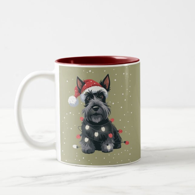 Caneca De Café Em Dois Tons Cães Scottie Scottish Terrier Christmas Dog Mãe (Esquerda)