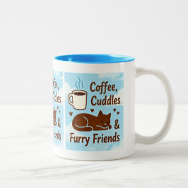 Caneca De Café Em Dois Tons Café, Abraços e Amigos Peludos Amante de Gatos Fof