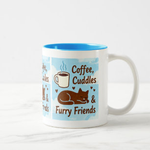 Caneca De Café Em Dois Tons Café, Abraços e Amigos Peludos Amante de Gatos Fof